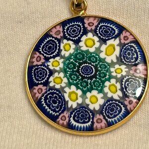 Murano Millefiori Murano AMV Venetian Glass Pendant 925 Sterling Silver